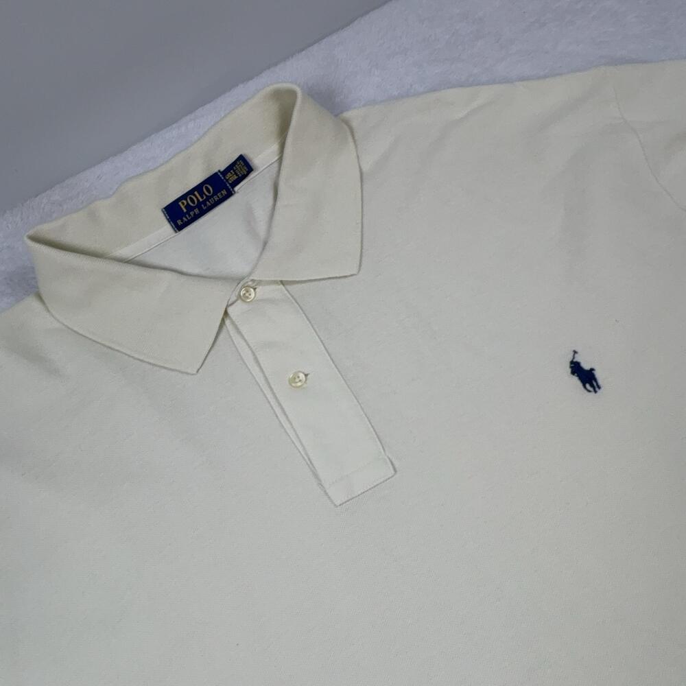 Polo Ralph Lauren Polo Shirt Men 4XLT White Cream Cotton Short Sleeve Pony Logo